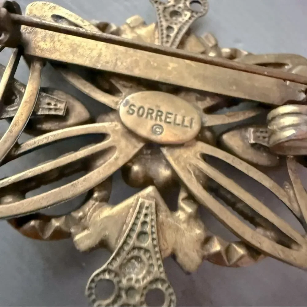 Sorrelli Crystal Brass Tone Pin Brooch